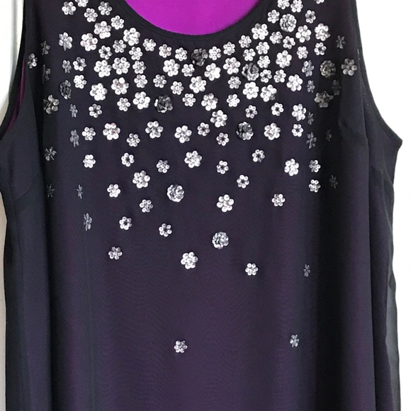 LANE BRYANT Sequined Sleeveless Blouse Tank Top Black Purple Plus Size 24 2X - Picture 3 of 16